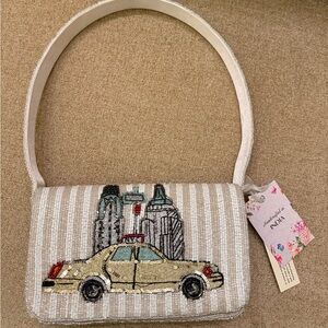 NWT Made in India Taxi Cab NYC Beaded Embroidered Sequin Bag Handcrafted
